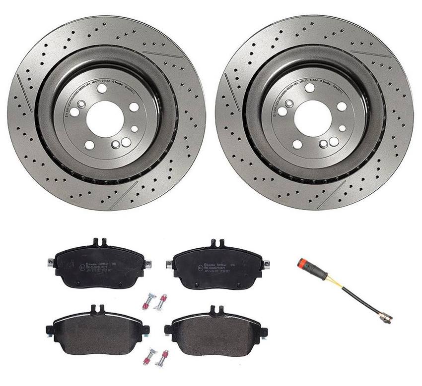 Mercedes Brembo Brakes Kit Pads and Rotors Rear (360mm) (LowMet